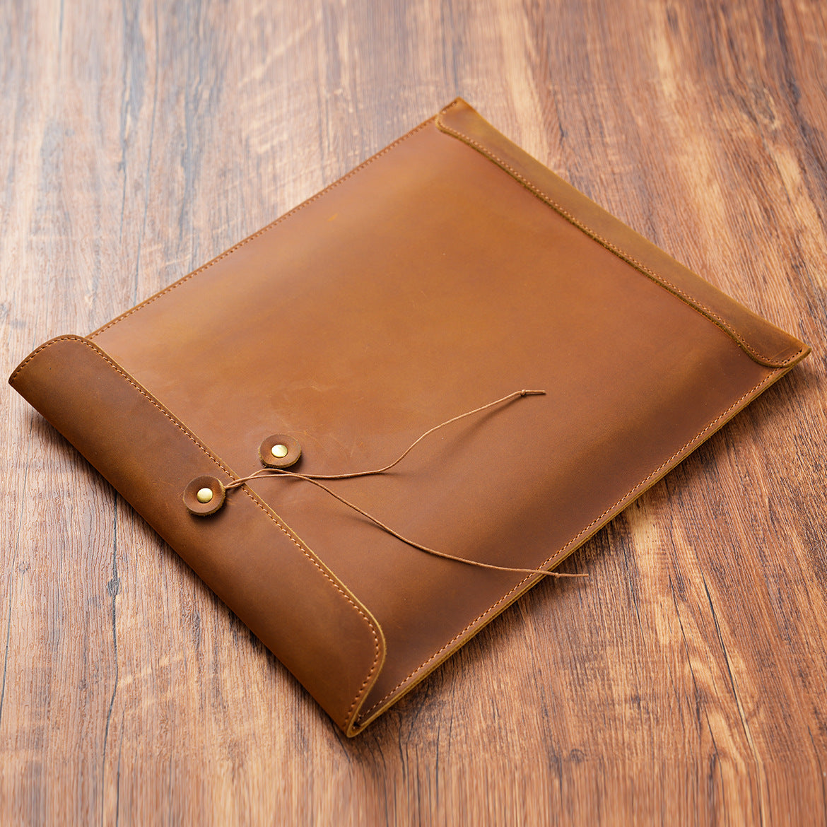 Genuine Leather A4 Document Folder – Large Capacity File Organizer