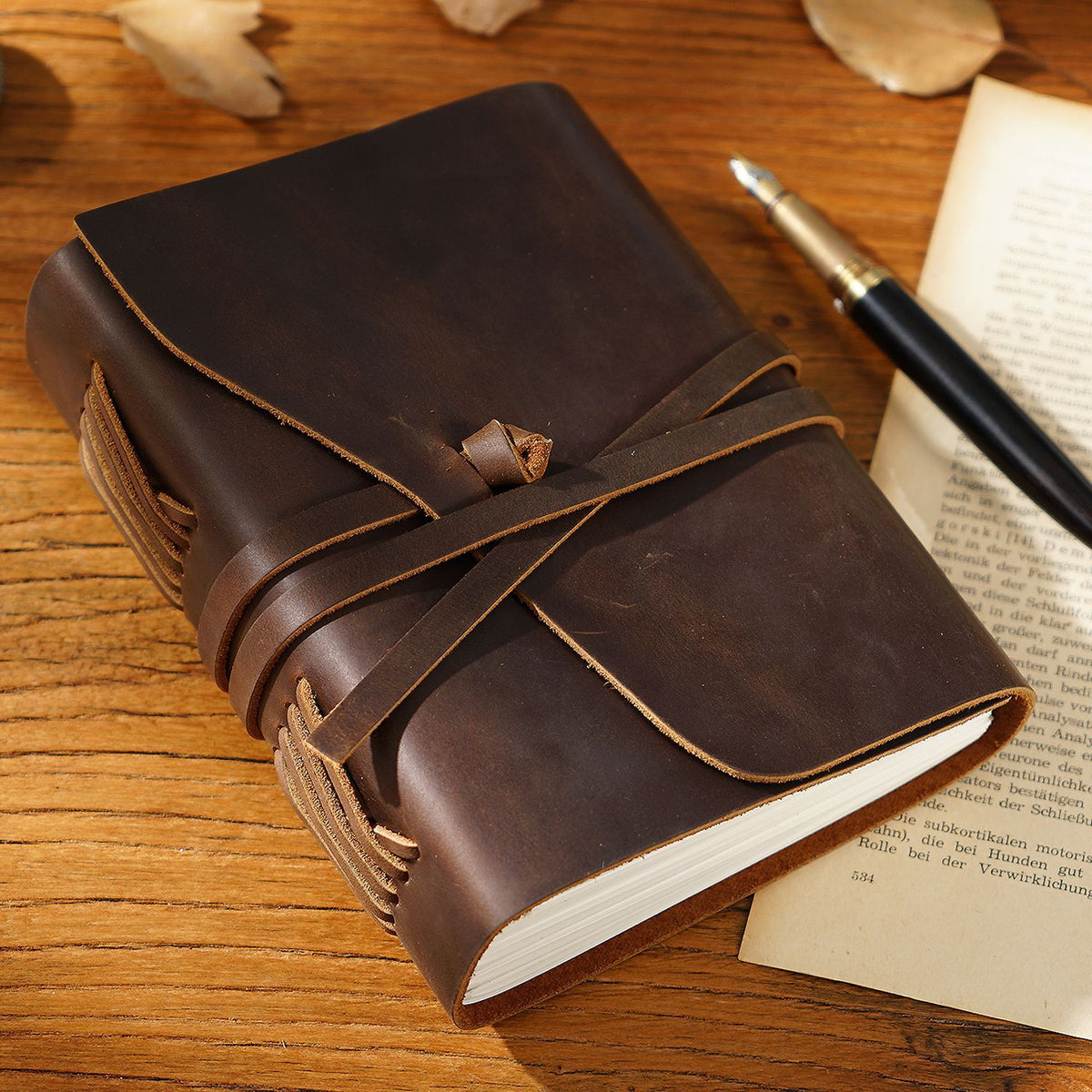 The Wanderer's Bound — Leather Notebook  Strap Journal