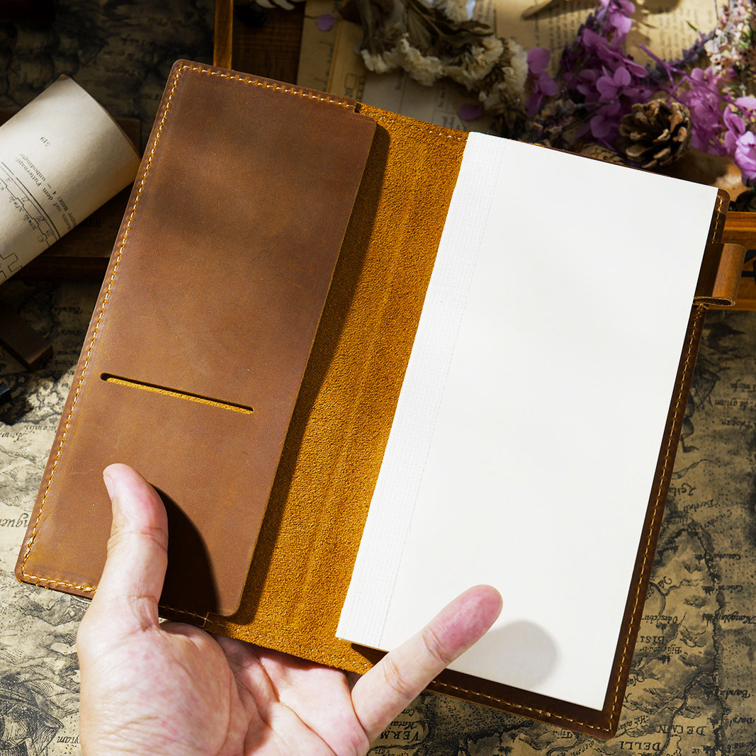 Ink & Wander — Full-Grain Cowhide Leather Pocket Notebook with Pen Holder