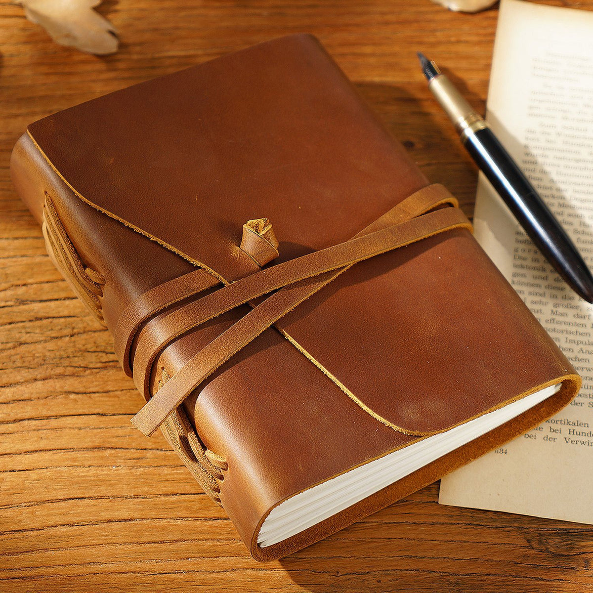 The Wanderer's Bound — Leather Notebook  Strap Journal