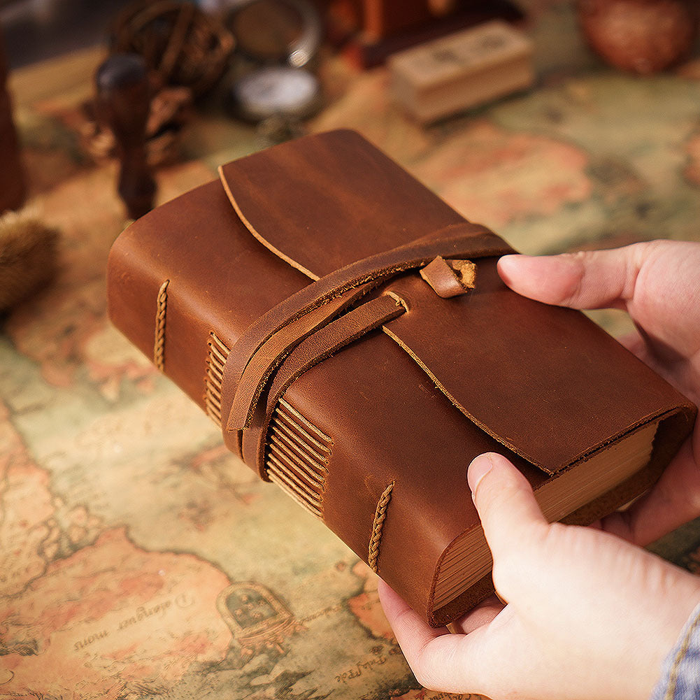 The Wanderer's Bound — Leather Notebook  Strap Journal