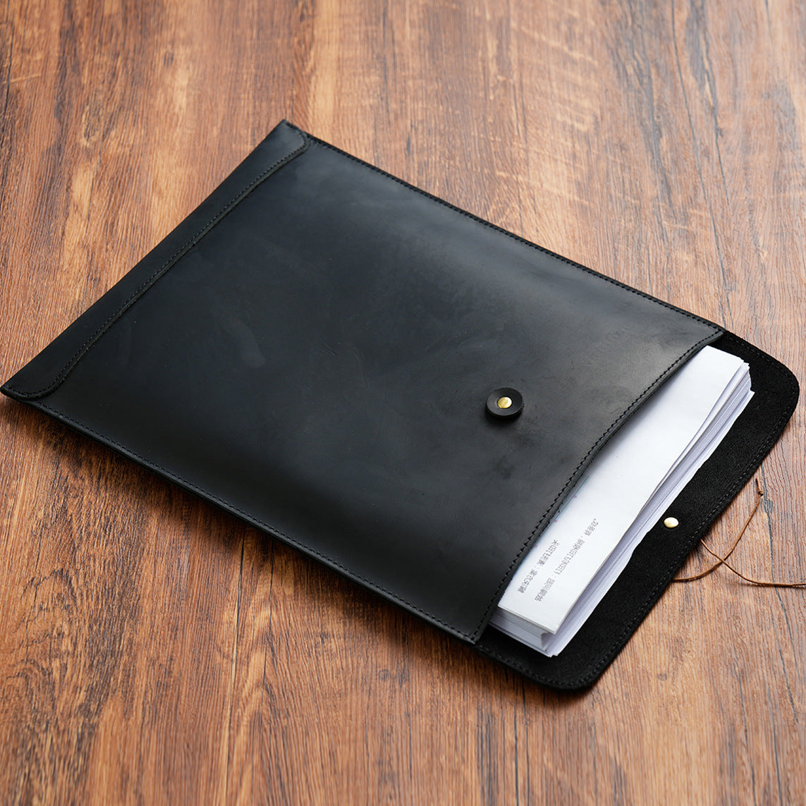Genuine Leather A4 Document Folder – Large Capacity File Organizer