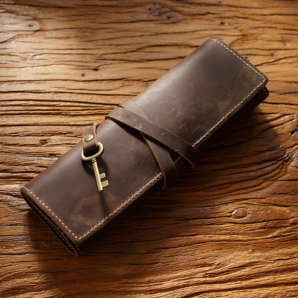Leather Vintage Roll-Up Pencil Case