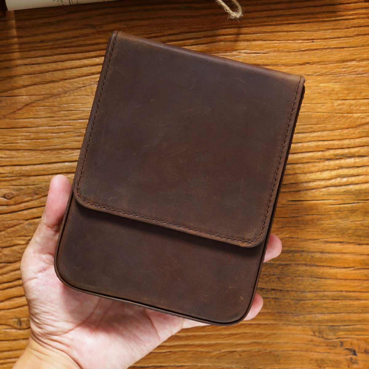 Leather 6-Pen Magnetic Flip & Slide Pencil Case