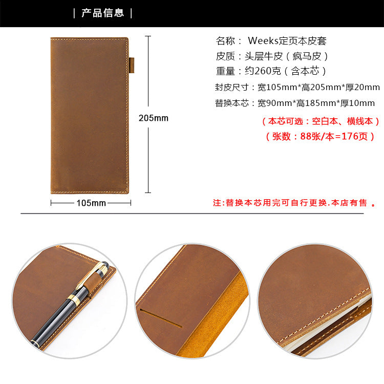Ink & Wander — Full-Grain Cowhide Leather Pocket Notebook with Pen Holder