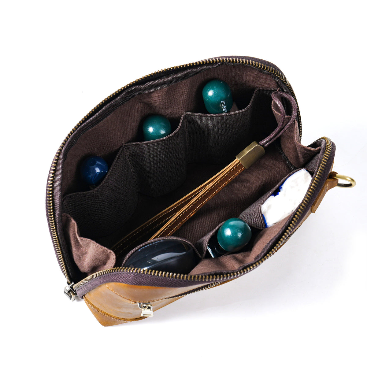 The Chaos Tamer — Vintage Leather Wristlet  Organizer Handbag