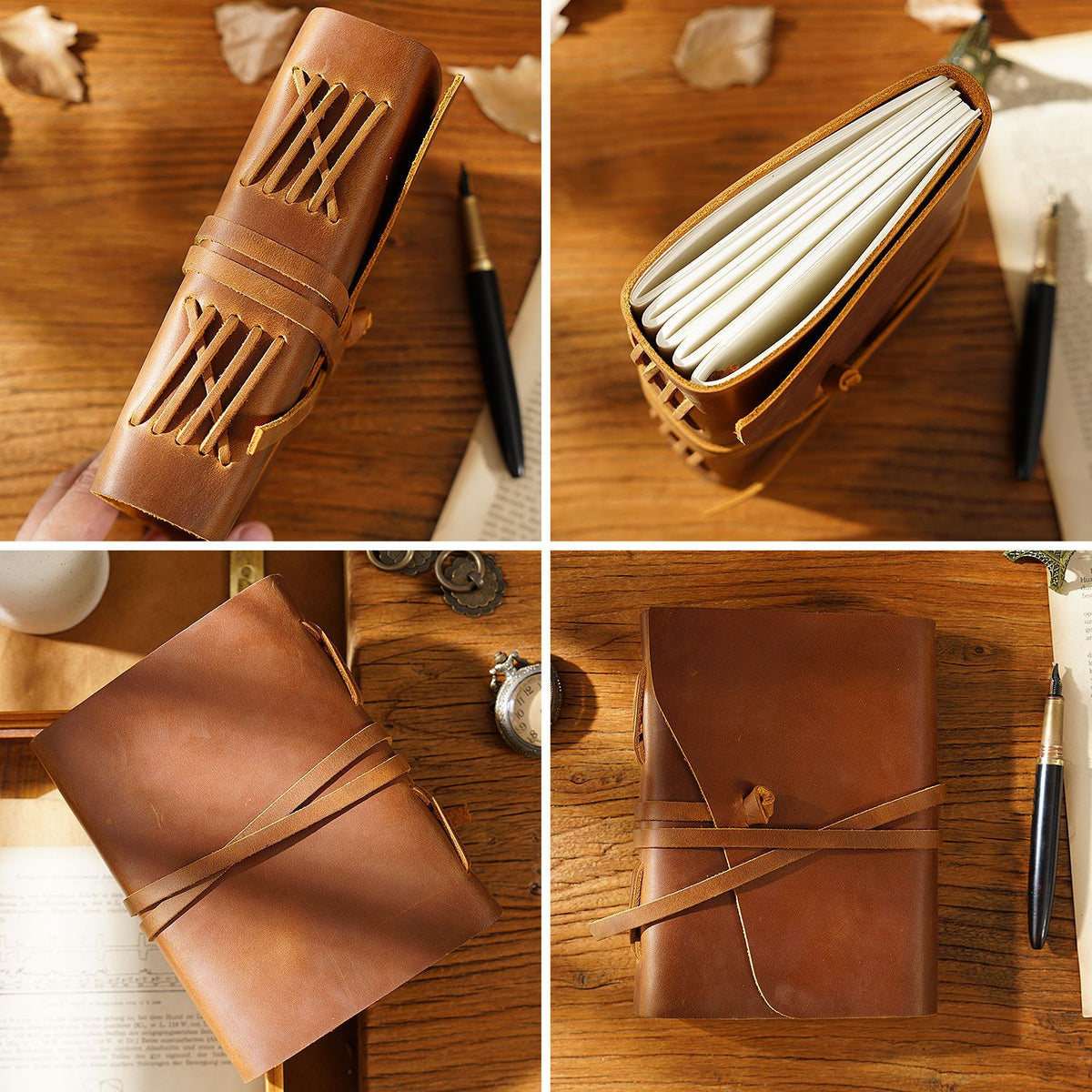 The Wanderer's Bound — Leather Notebook  Strap Journal