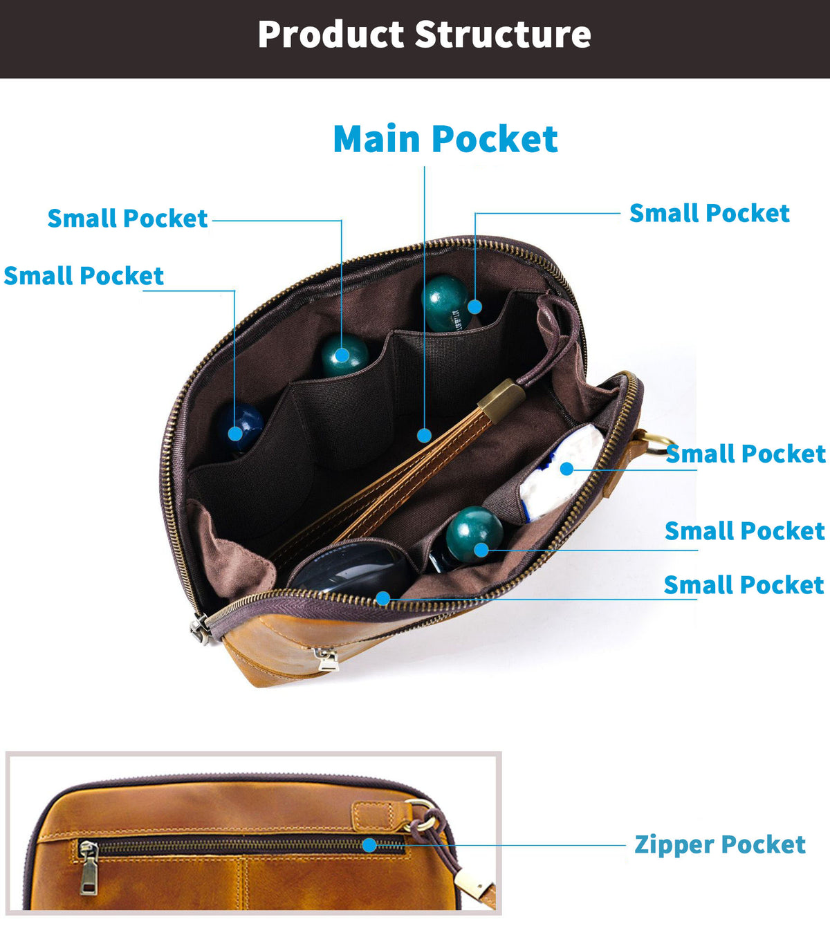 The Chaos Tamer — Vintage Leather Wristlet  Organizer Handbag