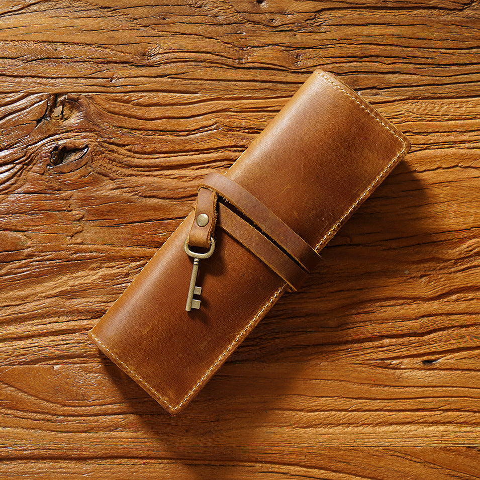 Leather Vintage Roll-Up Pencil Case
