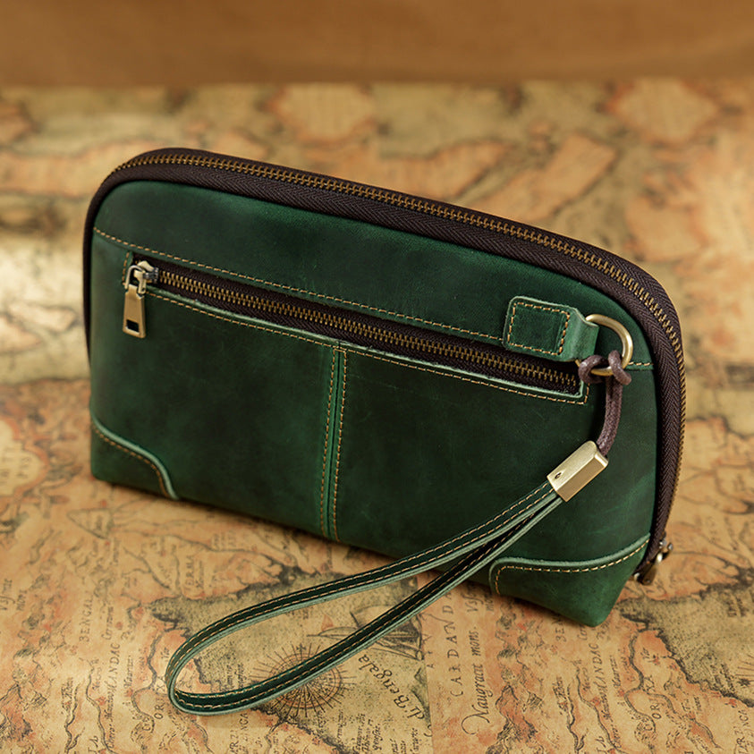 The Chaos Tamer — Vintage Leather Wristlet  Organizer Handbag