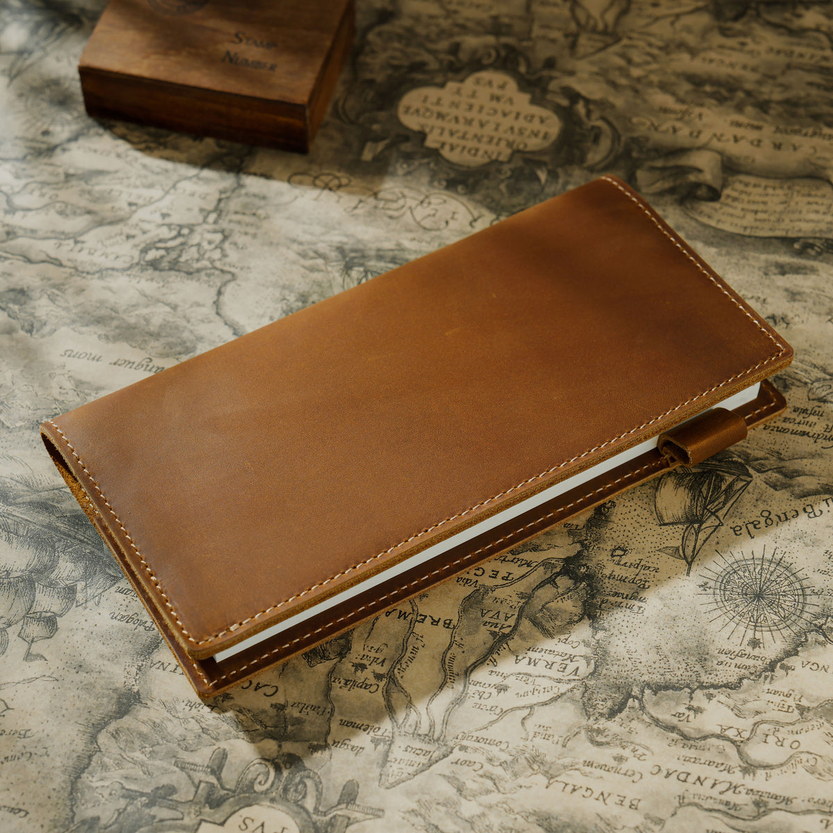 Ink & Wander — Full-Grain Cowhide Leather Pocket Notebook with Pen Holder