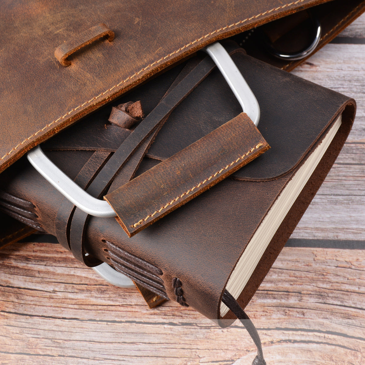 The Wanderer's Bound — Leather Notebook  Strap Journal