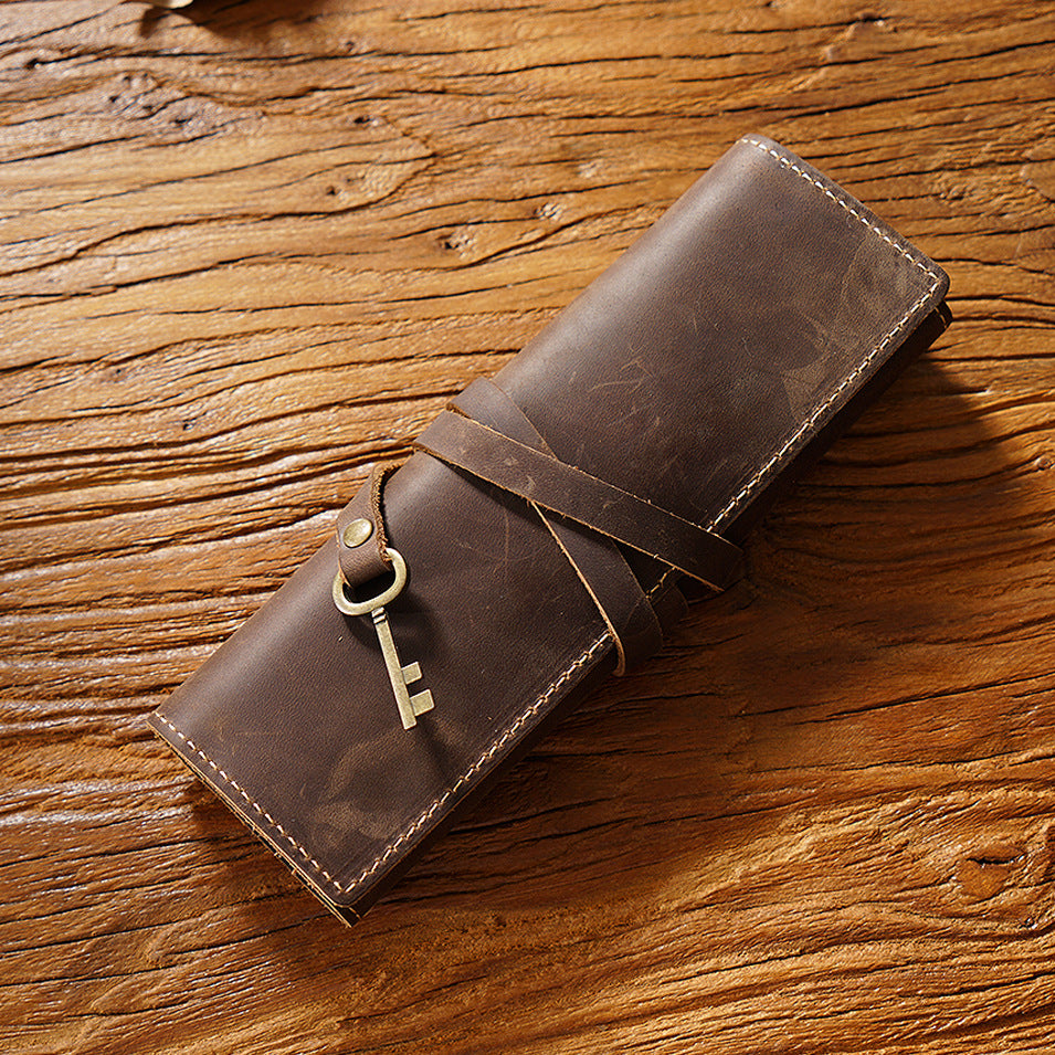 Leather Vintage Roll-Up Pencil Case