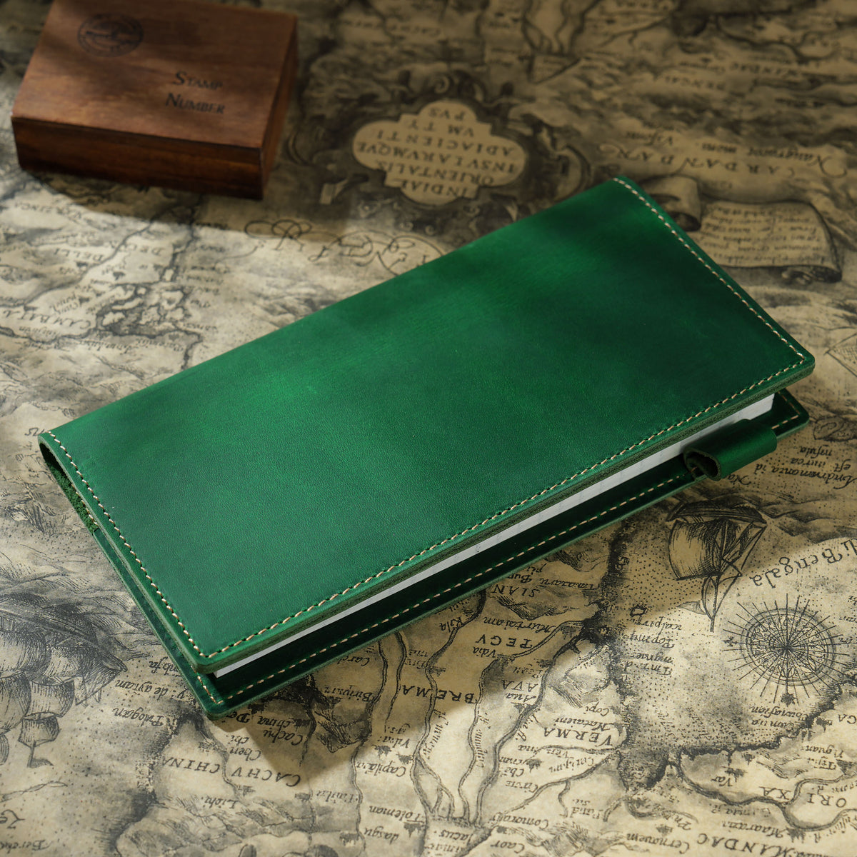 Ink & Wander — Full-Grain Cowhide Leather Pocket Notebook with Pen Holder