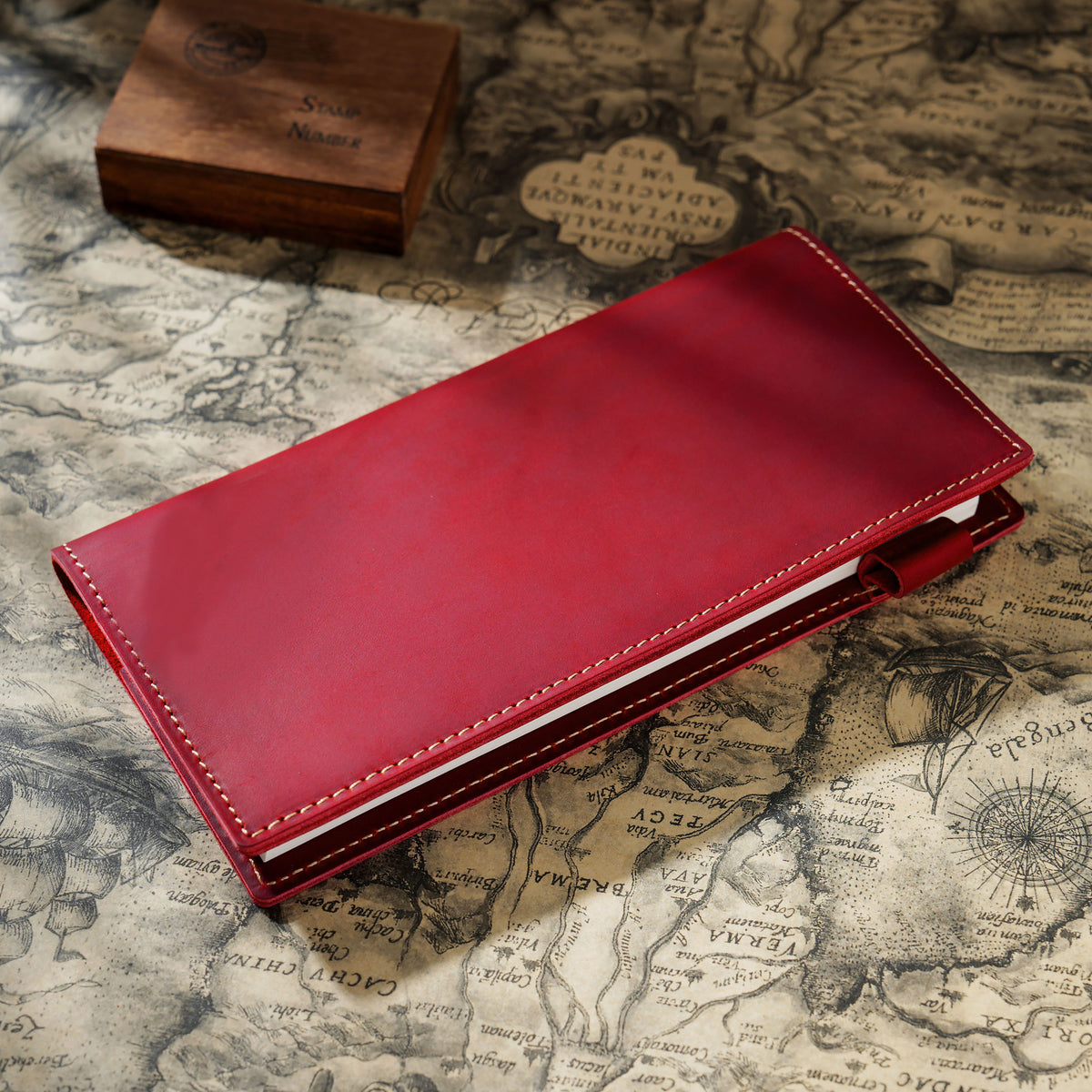Ink & Wander — Full-Grain Cowhide Leather Pocket Notebook with Pen Holder