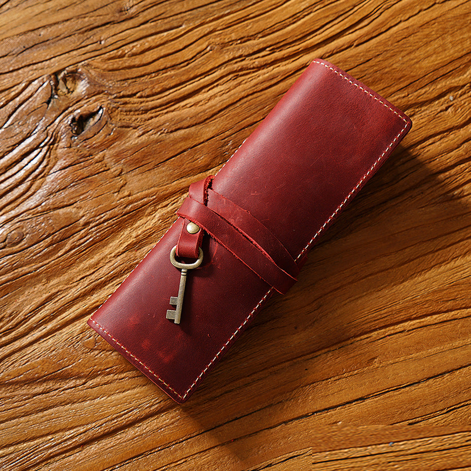 Leather Vintage Roll-Up Pencil Case