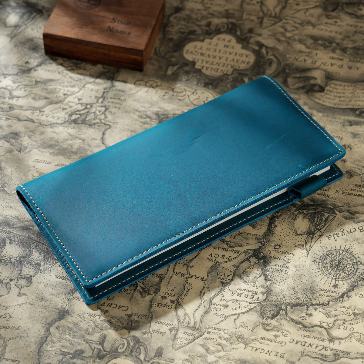 Ink & Wander — Full-Grain Cowhide Leather Pocket Notebook with Pen Holder