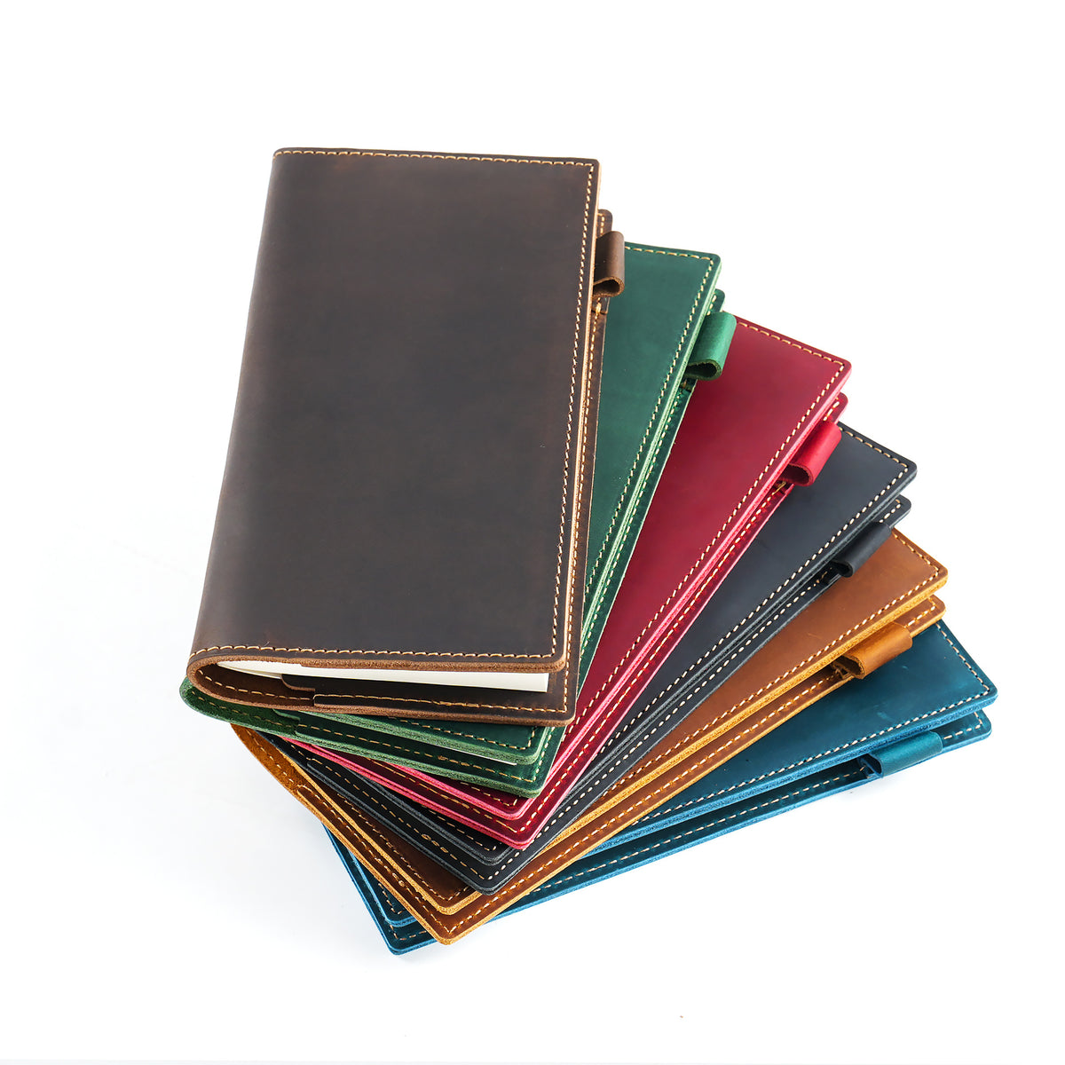 Ink & Wander — Full-Grain Cowhide Leather Pocket Notebook with Pen Holder