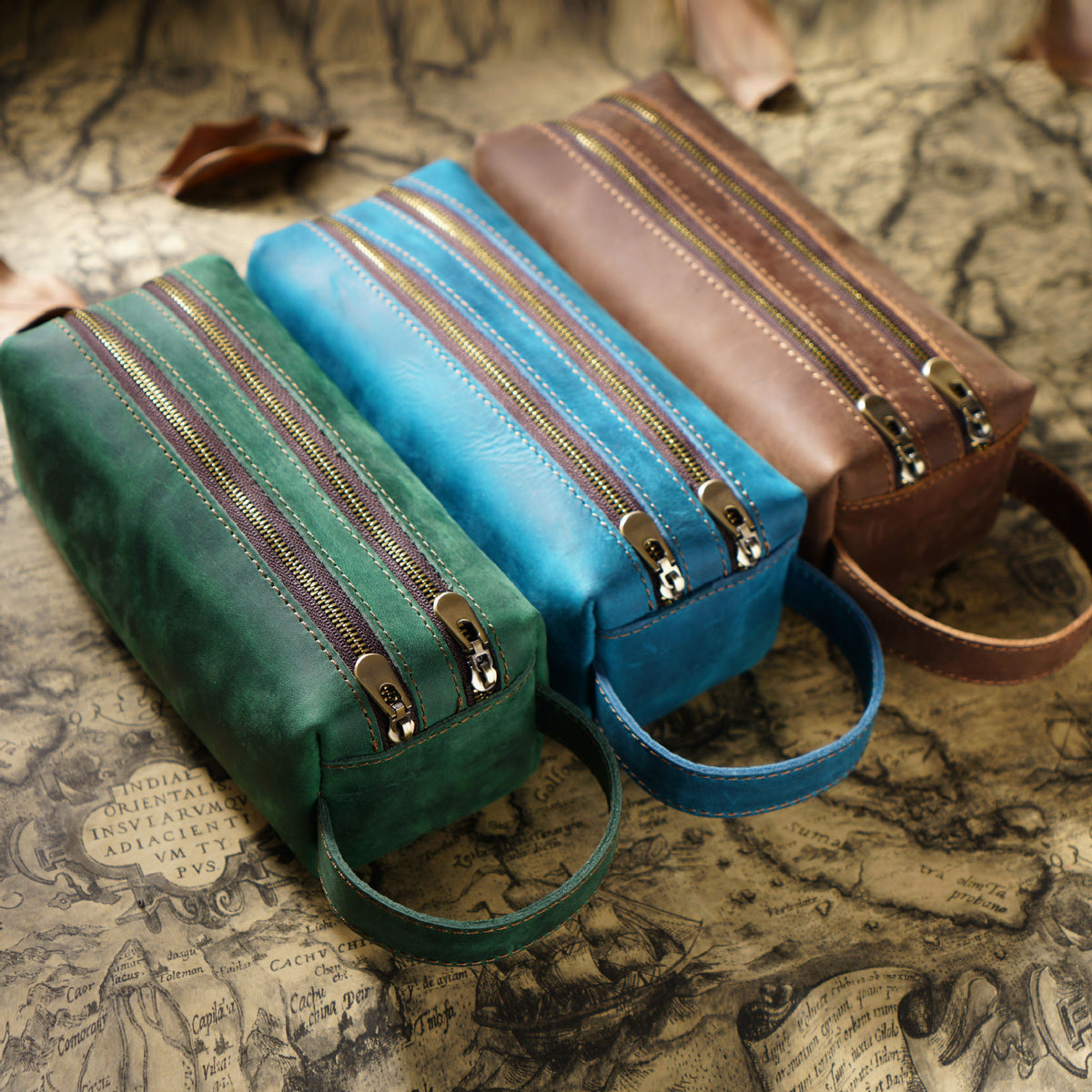 Double Down – Leather Dual-Zip Pencil Case