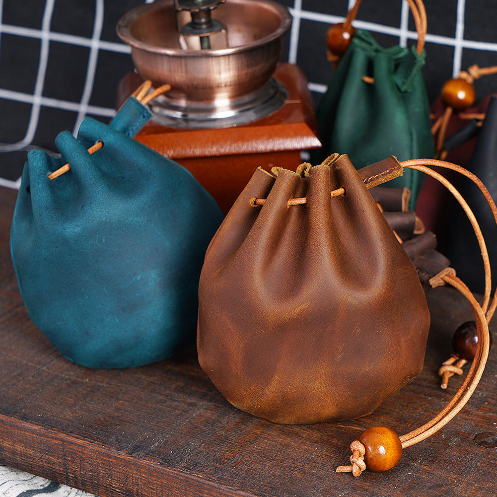 Leather Vintage Drawstring Coin Pouch