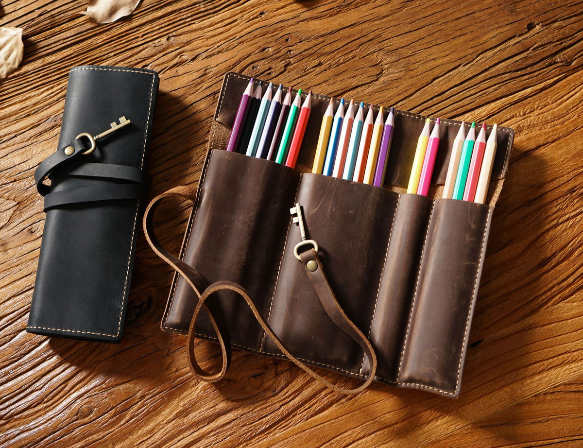 Leather Vintage Roll-Up Pencil Case