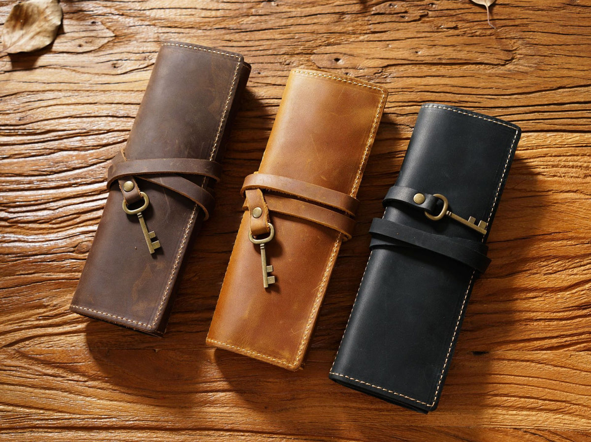 Leather Vintage Roll-Up Pencil Case
