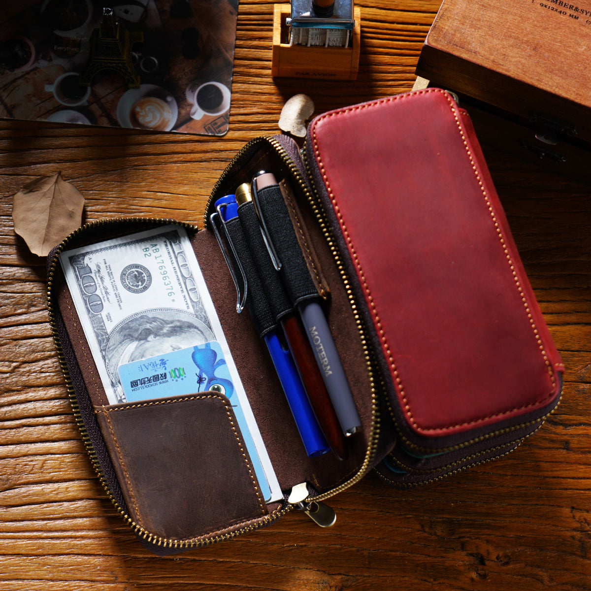 Pen & Keep – Full-Grain Cowhide Leather Zipper Pen Case