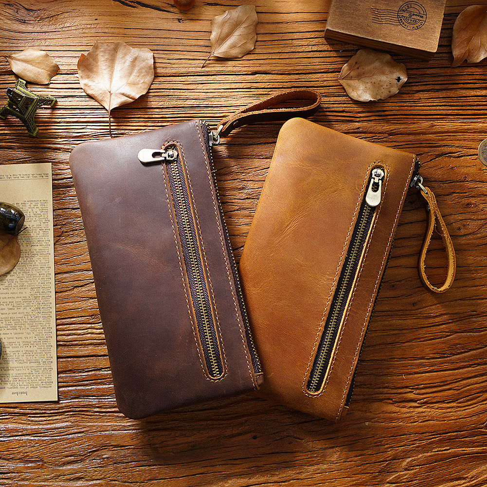 Leather Portable Zipper Pencil Case & Organizer Pouch