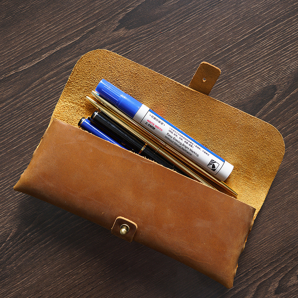 Vintage Leather Pen Case —  Pencil Pouch & Eyeglass Holder