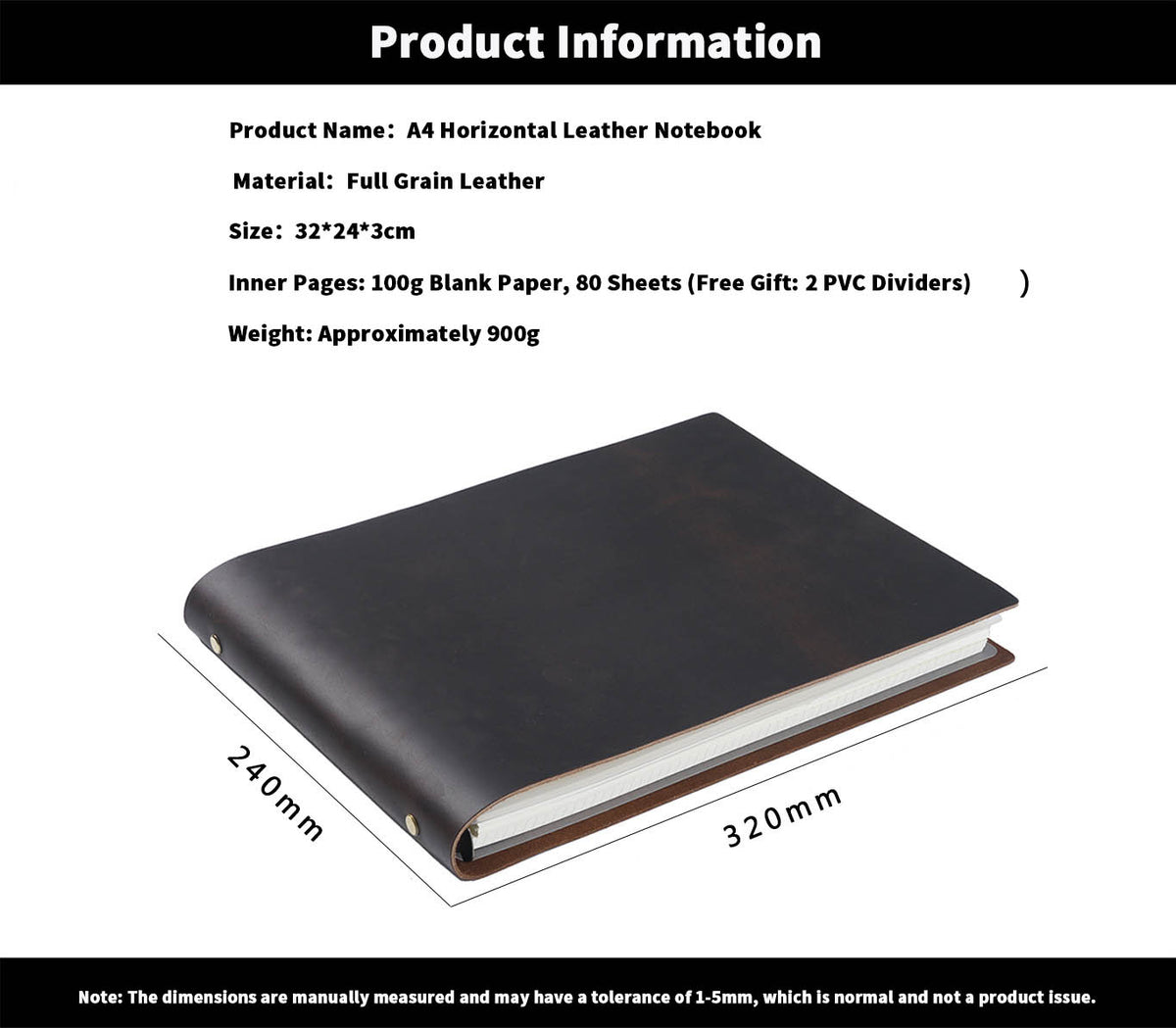 The Roaming Canvas — Leather A4 Landscape Ring Binder Sketchbook Notebook