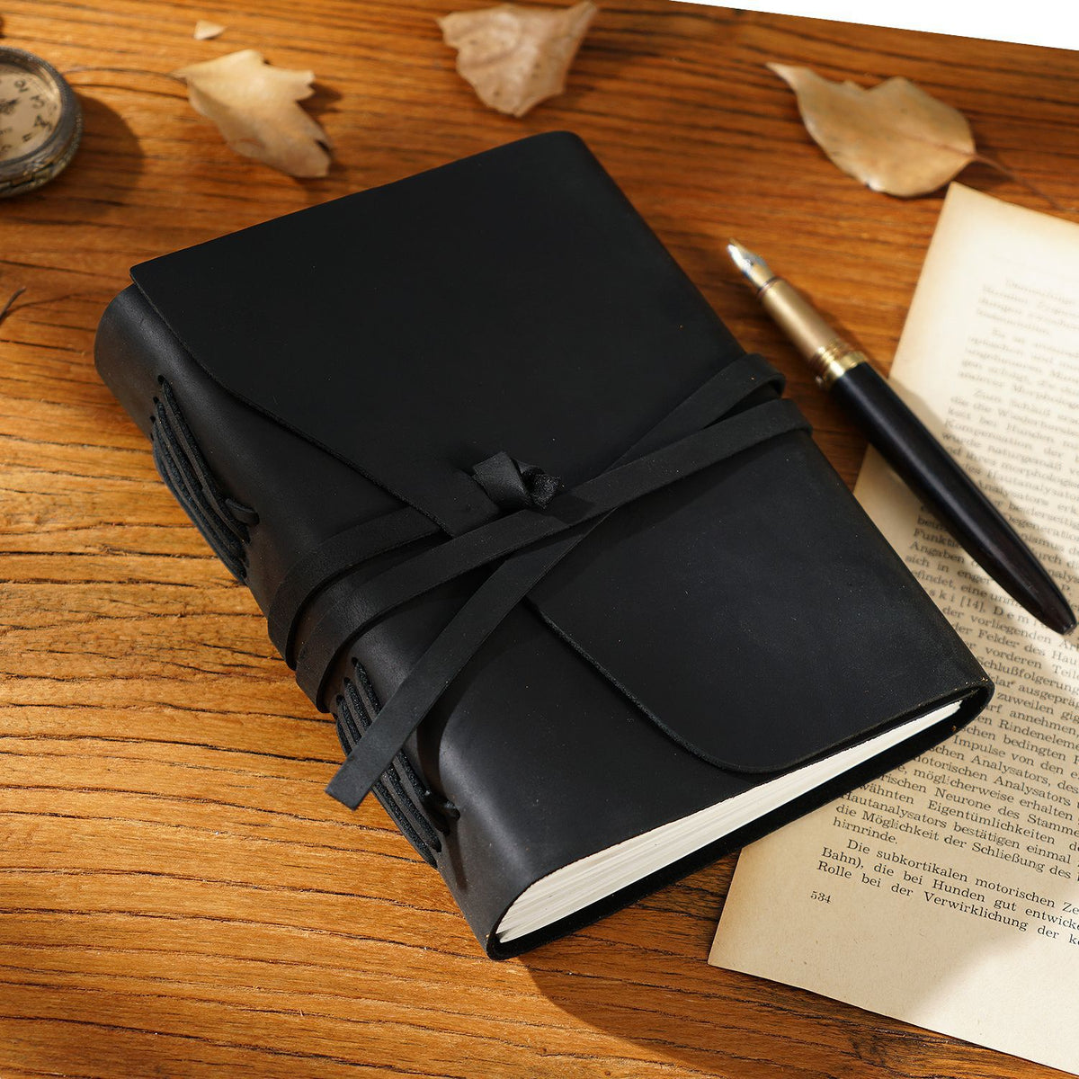 The Wanderer's Bound — Leather Notebook  Strap Journal