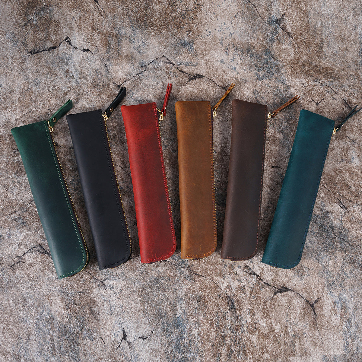 Leather Zipper Pencil Case | Slim & Lightweight Pen Pouch