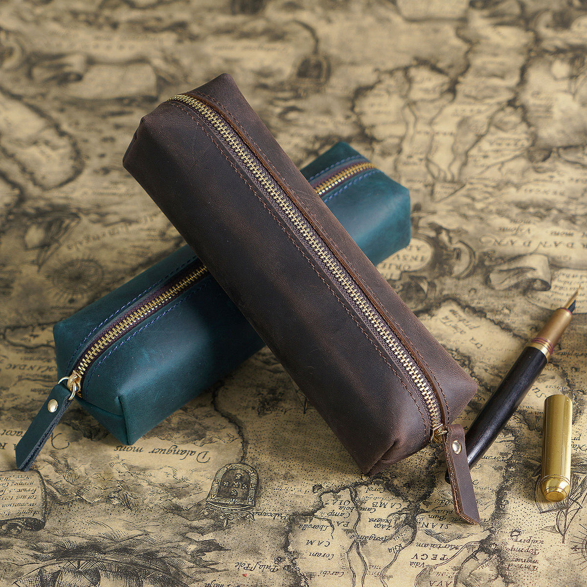 Leather Zipper Pen Case — Durable Pencil Pouch & Multi-Purpose Organizer