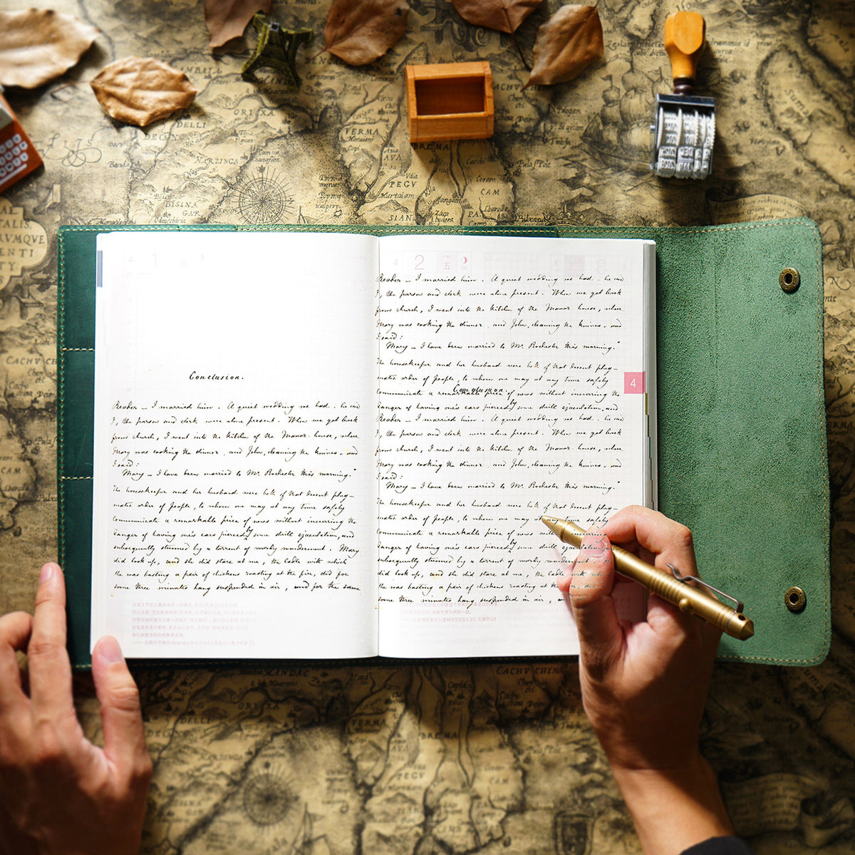 Top-Layer Cowhide Leather A5 Notebook with Snap Closure