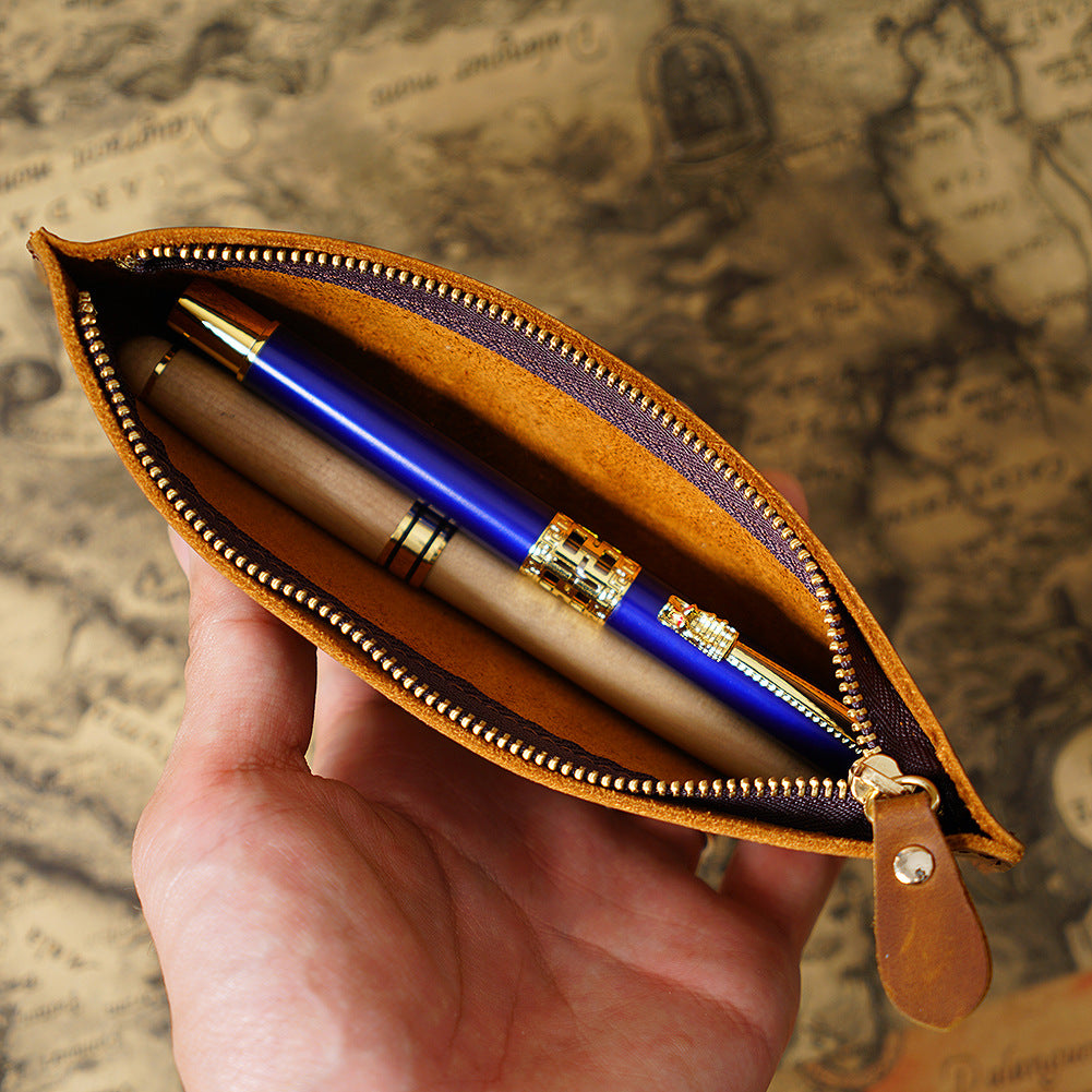 Leather Zipper Pencil Case