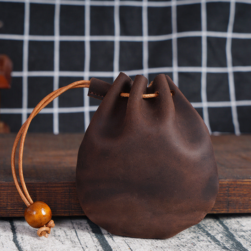 Leather Vintage Drawstring Coin Pouch