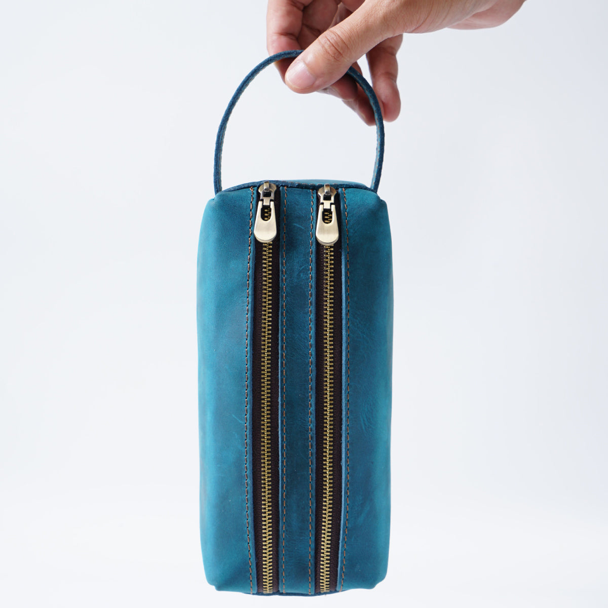 Double Down – Leather Dual-Zip Pencil Case