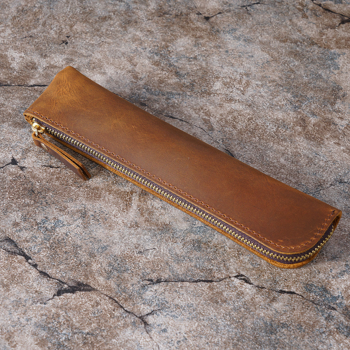 Leather Zipper Pencil Case | Slim & Lightweight Pen Pouch
