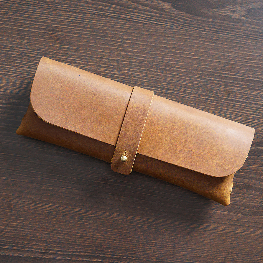 Vintage Leather Pen Case —  Pencil Pouch & Eyeglass Holder