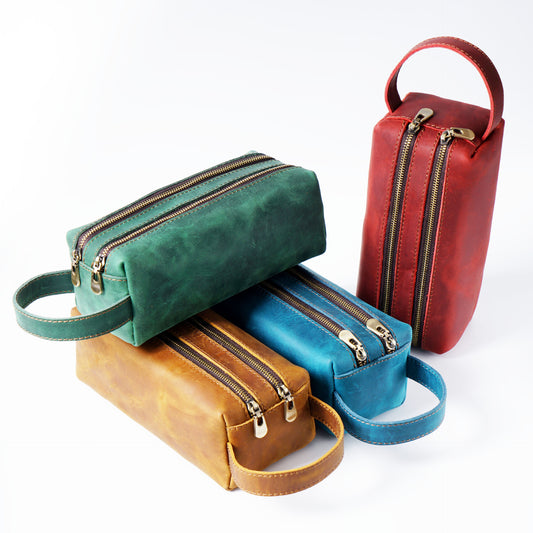 Double Down – Leather Dual-Zip Pencil Case