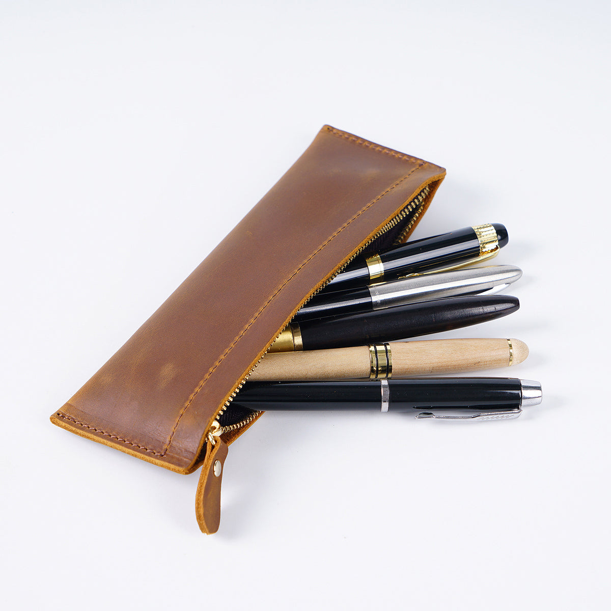 Leather Zipper Pencil Case