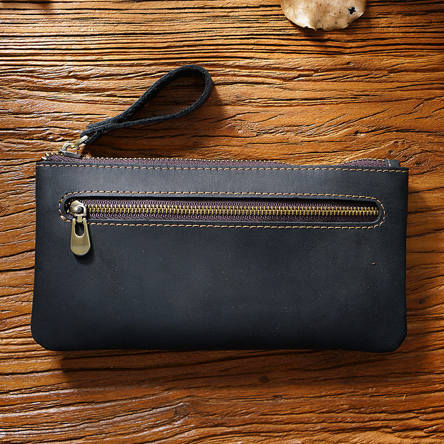 Leather Portable Zipper Pencil Case & Organizer Pouch
