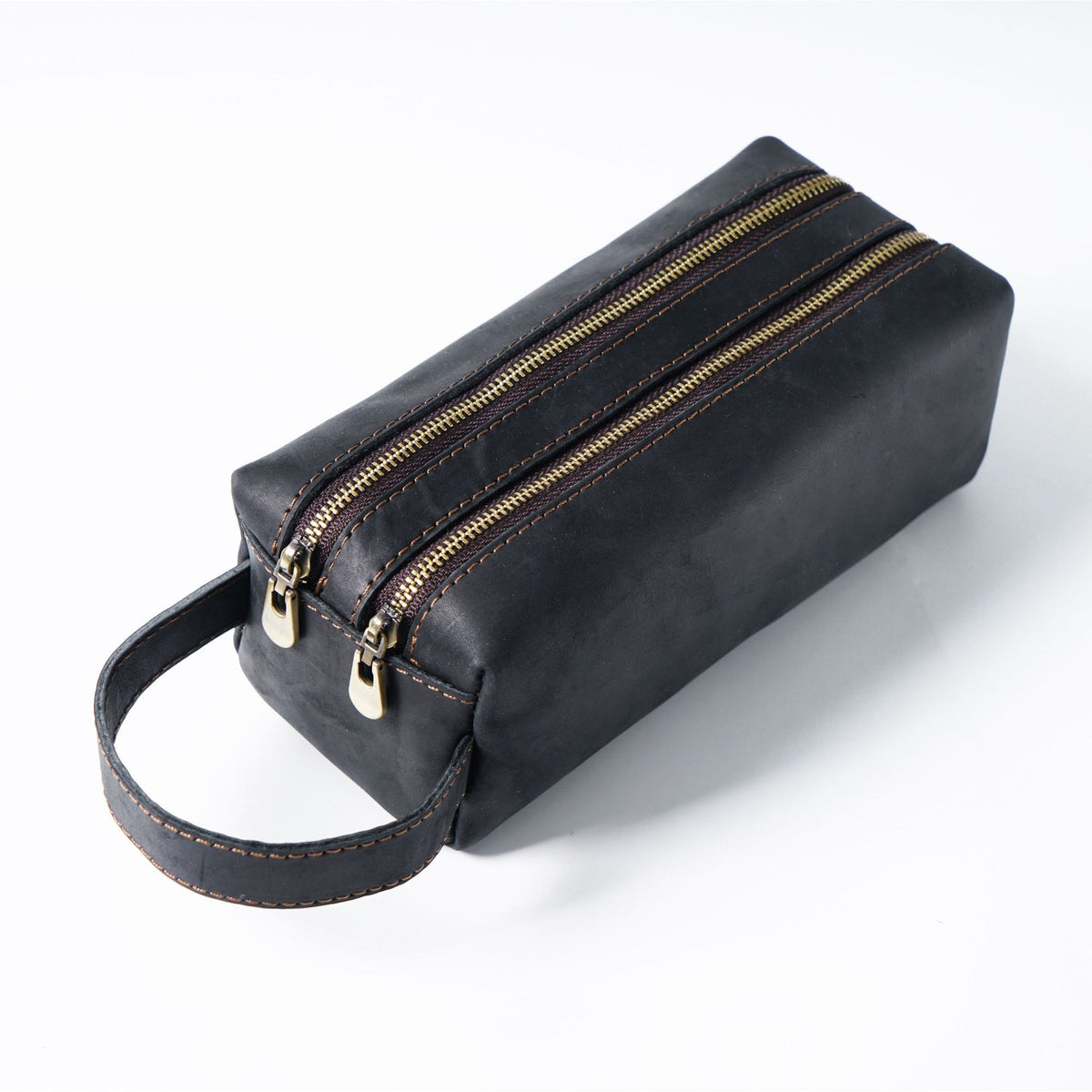 Double Down – Leather Dual-Zip Pencil Case
