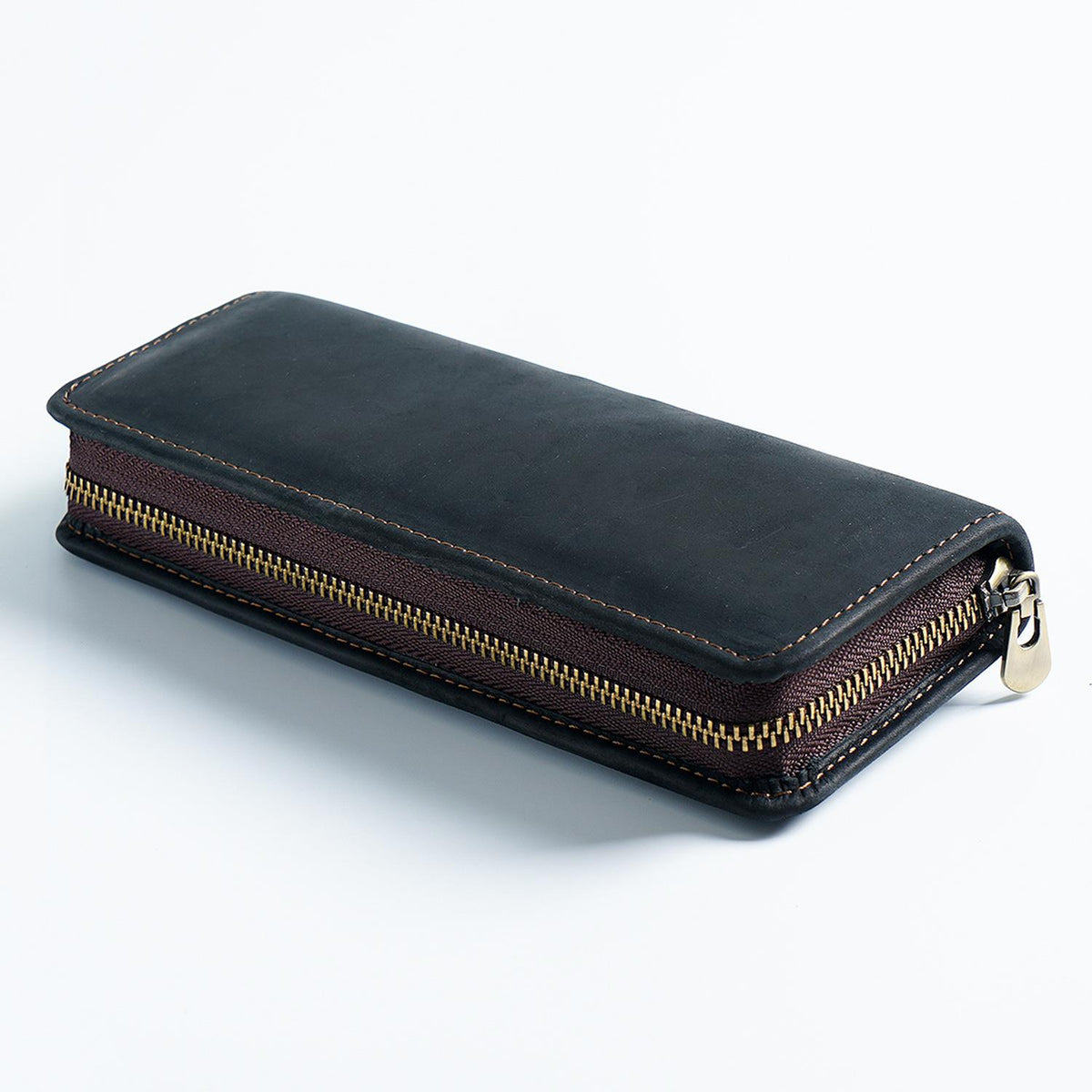 11 Pen Slots-Leather Pencil Case Zipper