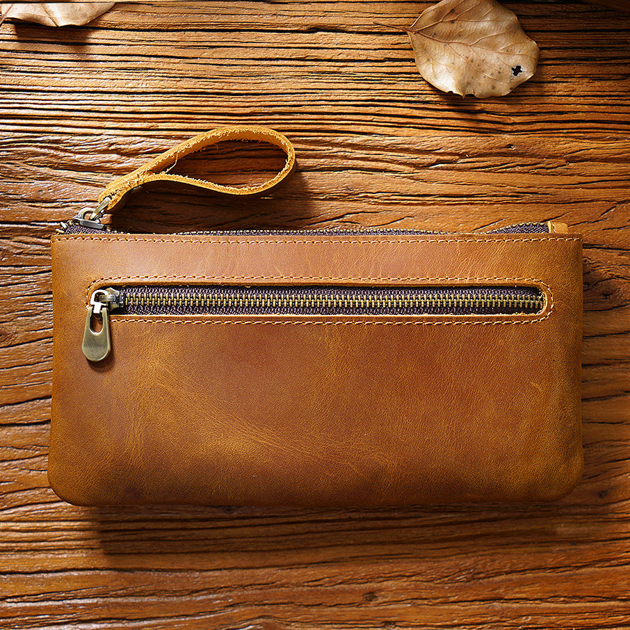 Leather Portable Zipper Pencil Case & Organizer Pouch