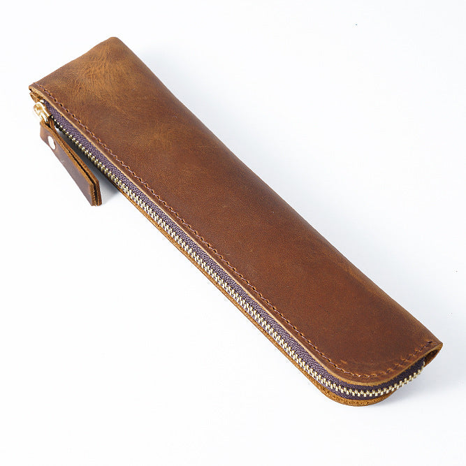 Leather Zipper Pencil Case | Slim & Lightweight Pen Pouch