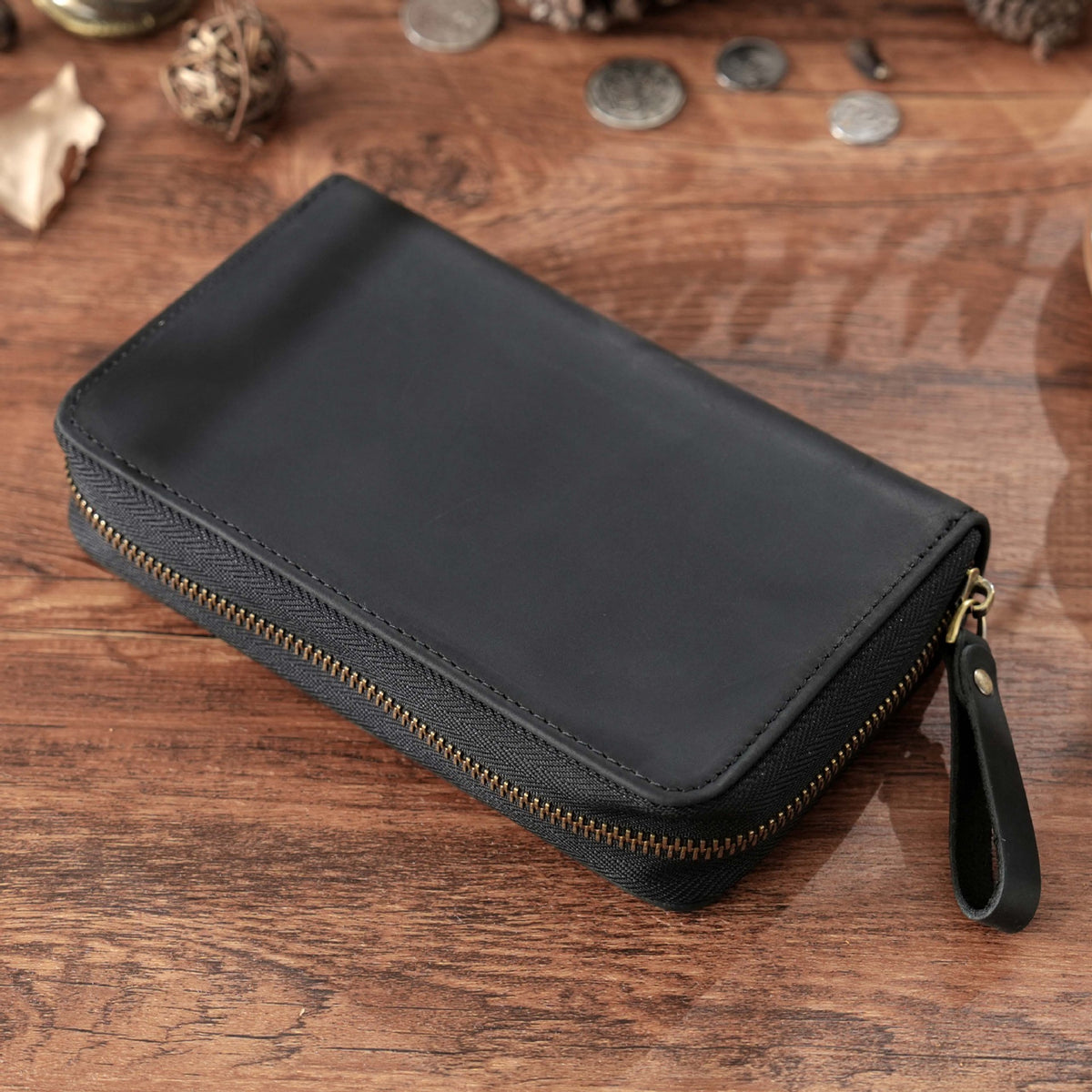 Leather 10-Pen Square Pencil Case