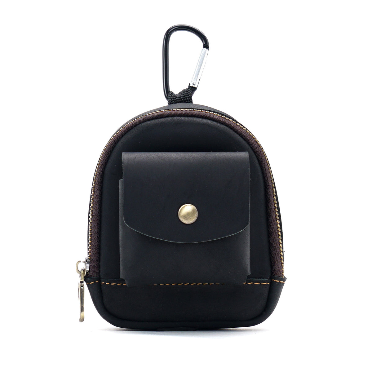 Trail Buddy-Genuine Leather Mini Backpack Pouch Cute Zip Coin Purse