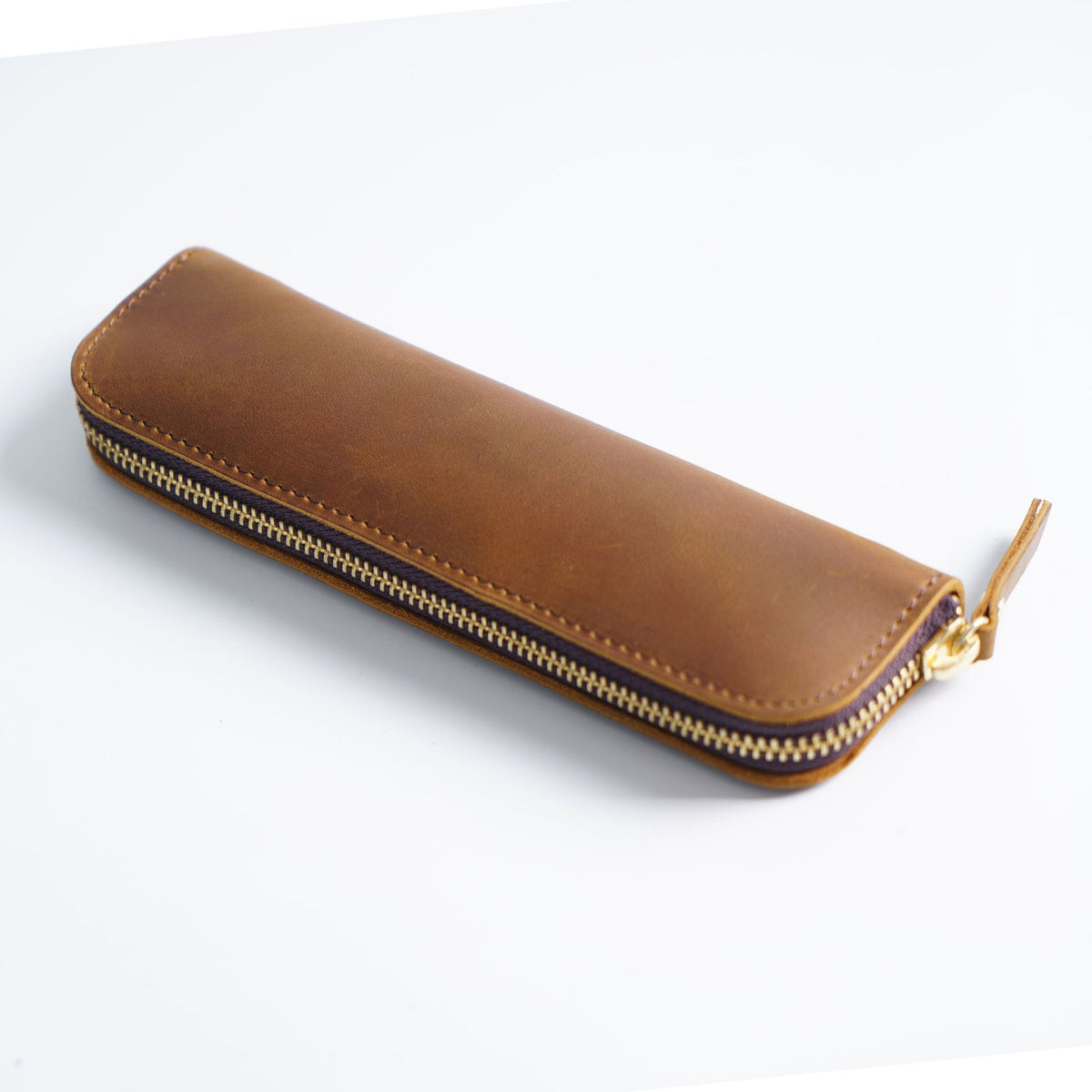 4 Elastic Pen Loops-Leather Zipper Pen Case