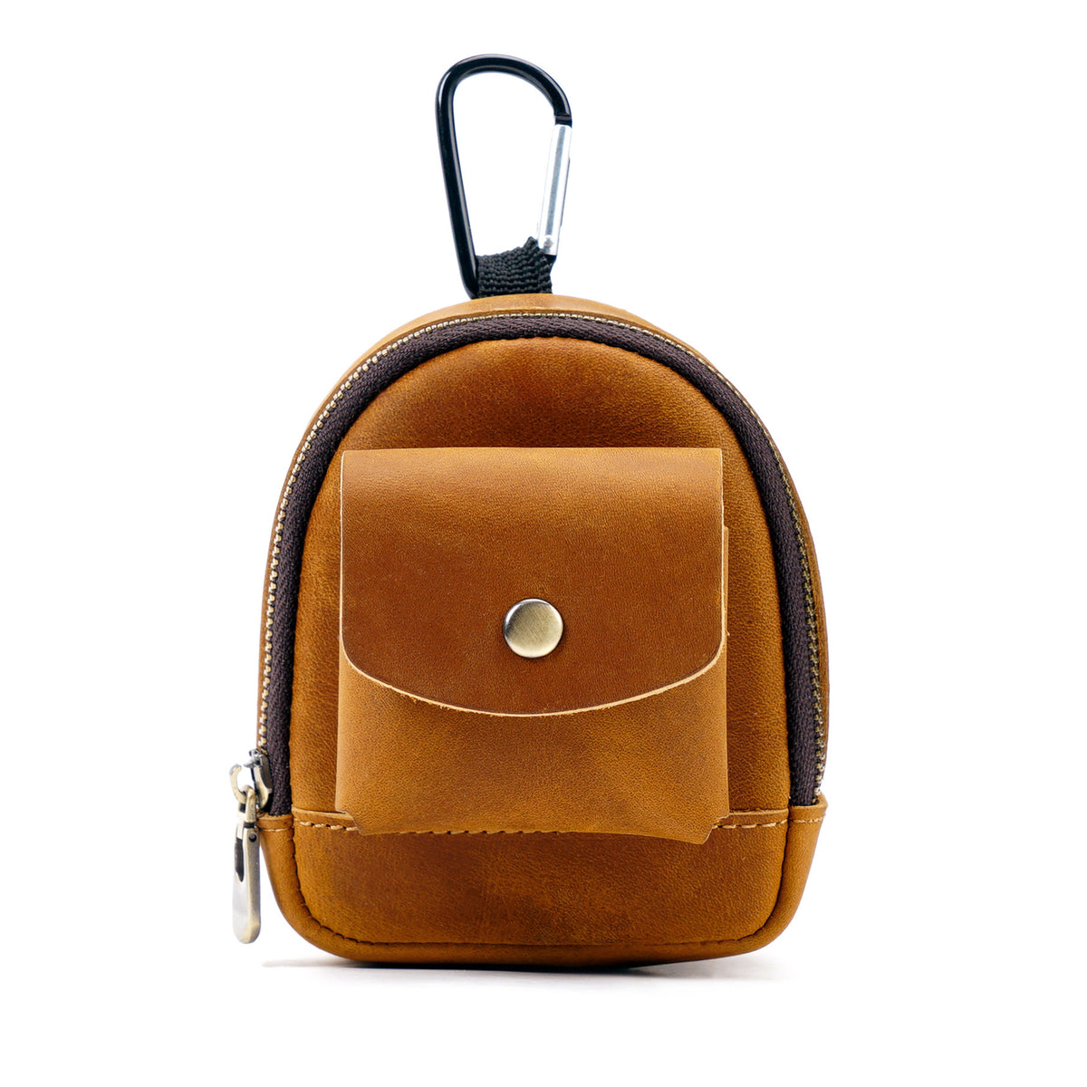 Trail Buddy-Genuine Leather Mini Backpack Pouch Cute Zip Coin Purse